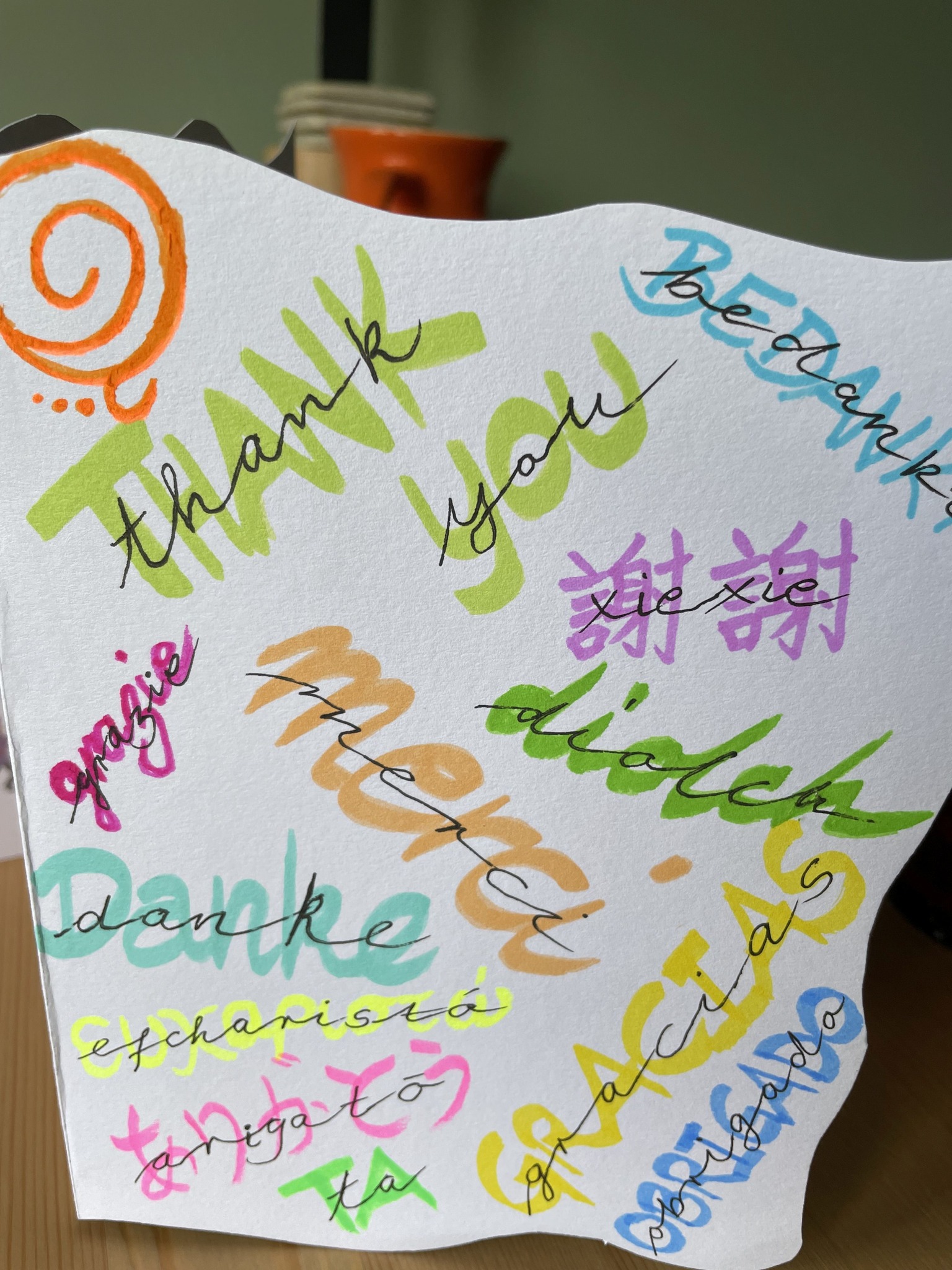 Thank you note in many languages